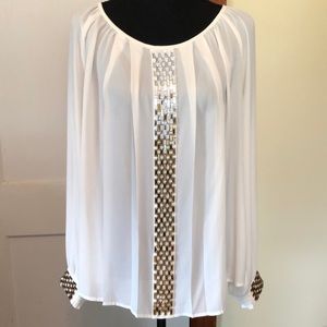 Alfani blouse with mirrored ombré’ beading from clear to silver to gold…